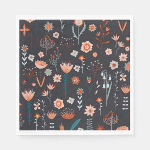 Guardanapo De Papel Flores de Verão Escandinavas Escuras