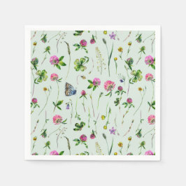 Guardanapo De Papel Flores De Vestuário De Aquarela Verde-Prado