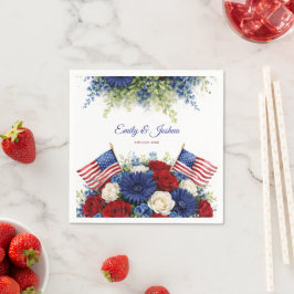 Guardanapo De Papel Flores e Bandeira de Casamento de 4 de Julho