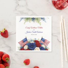 Guardanapo De Papel Flores e Bandeira de Casamento de 4 de Julho