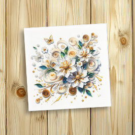 Guardanapo De Papel Flores e Borboletas em Quilling de Papel