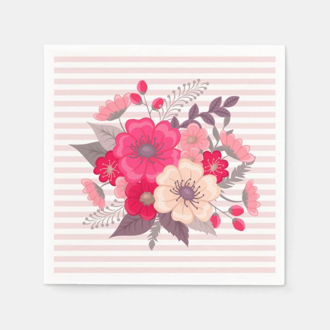 Guardanapo De Papel Flores e Stripes (Frente)