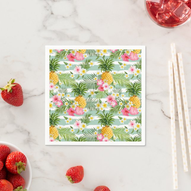 Guardanapo De Papel Flores e tiras de abacaxi (Insitu)