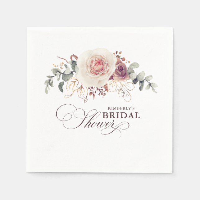 Guardanapo De Papel Flores Elegantes Boho Sombra Terrosa Qualquer Fest (Frente)