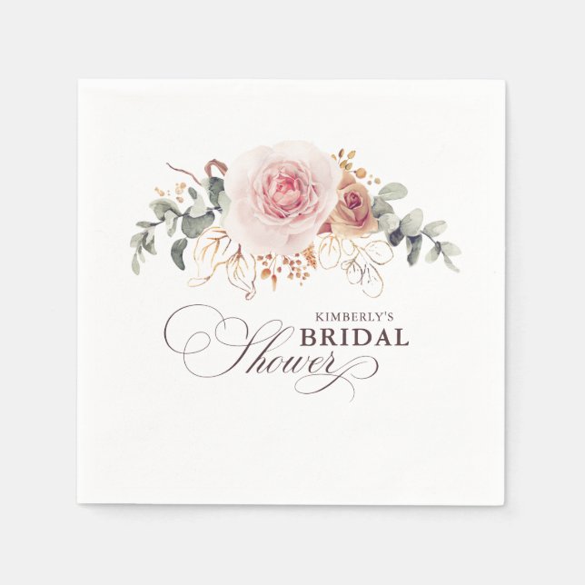 Guardanapo De Papel Flores Elegantes Tons Terrosos Boho Qualquer Festa (Frente)