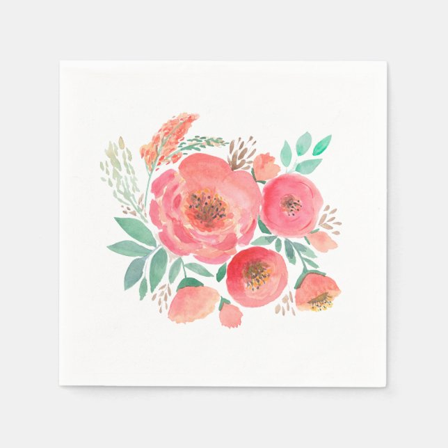 Guardanapo De Papel Flores em aquarela, buquê . (Frente)