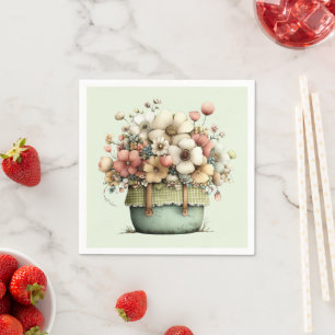 Guardanapo De Papel Flores em um Vaso Aconchegante Shabby Fofo