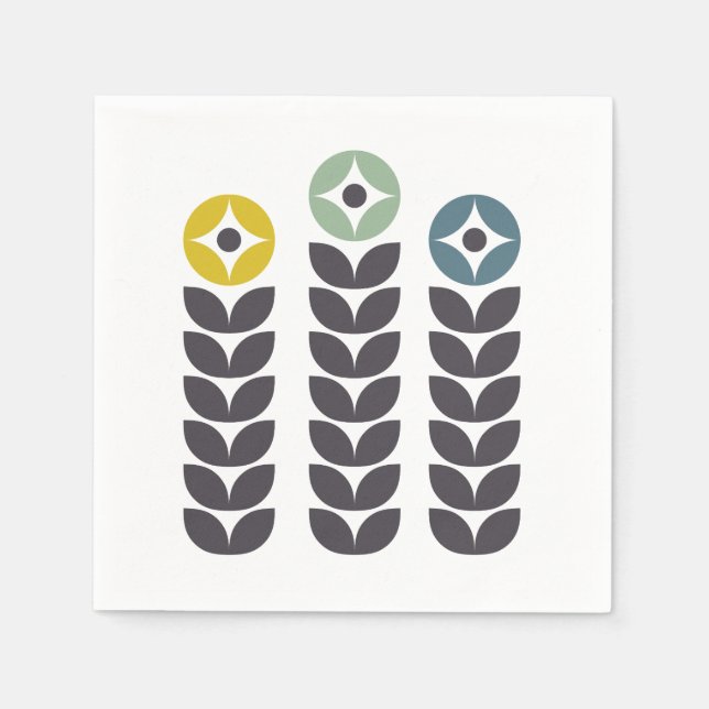 Guardanapo De Papel Flores escandinavas abstrato coloridas (Frente)