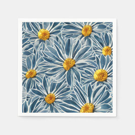Guardanapo De Papel Flores grandes azuis e amarelas padrão sem costura