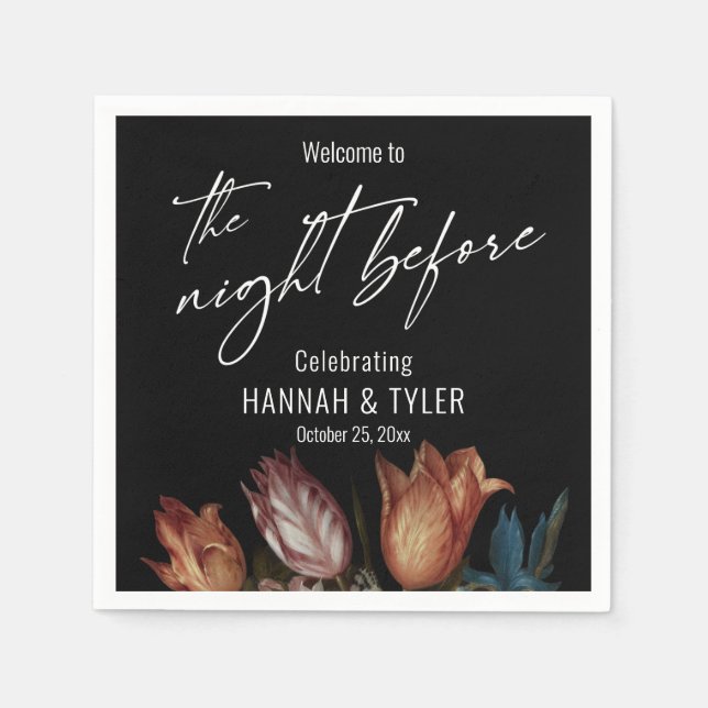 Guardanapo De Papel Flores Holandesas Pintadas Bem-vindas à Noite Ante (Frente)