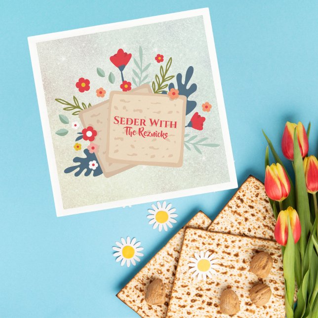 Guardanapo De Papel Flores Judaicas de Páscoa com Matzah (Criador carregado)