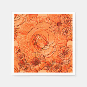 Guardanapo De Papel Flores-Laranja-CKTAIL NAPKINS