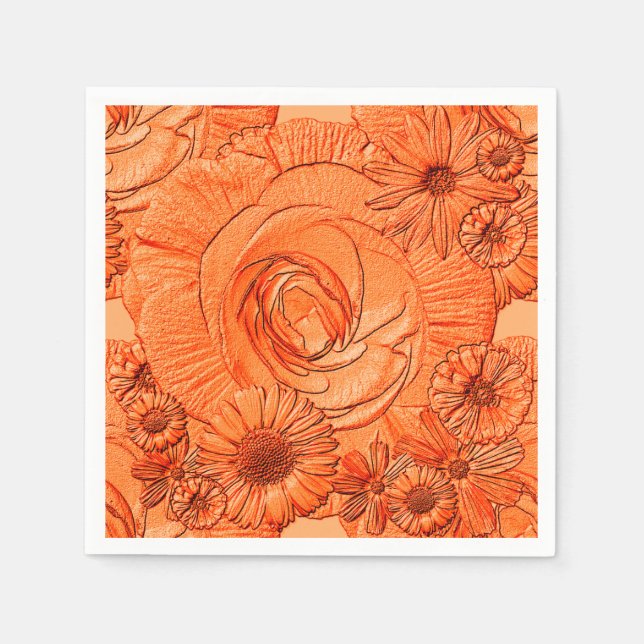 Guardanapo De Papel Flores-Laranja-CKTAIL NAPKINS (Frente)