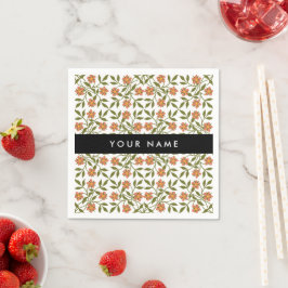 Guardanapo De Papel Flores Laranja, Padrão Floral, Boho, Seu Nome
