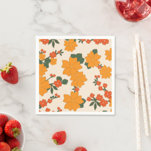 Guardanapo De Papel Flores Laranja, Padrão Floral, Padrão De Flores