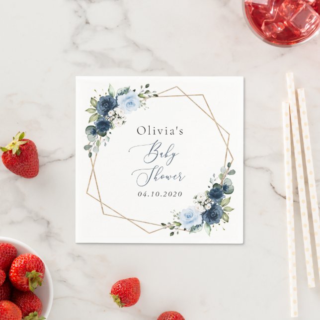 Guardanapo De Papel Flores marinhos, Flores Azuis, Verde, Chá de frald (Insitu)