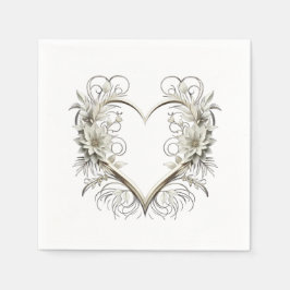 Guardanapo De Papel Flores Modernas com Casamento Cardíaco-