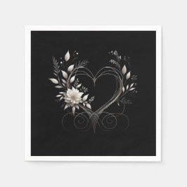Guardanapo De Papel Flores Modernas com Casamento Cardíaco-