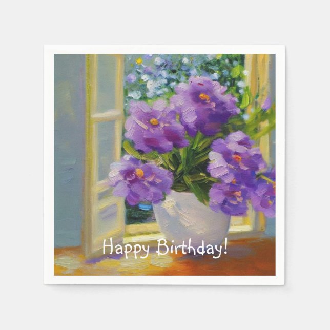 Guardanapo De Papel Flores Na Janela (Frente)