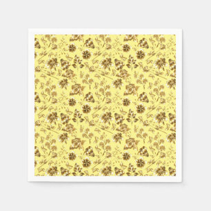 Guardanapo De Papel Flores ouros Padrão B01 Amarelo BG