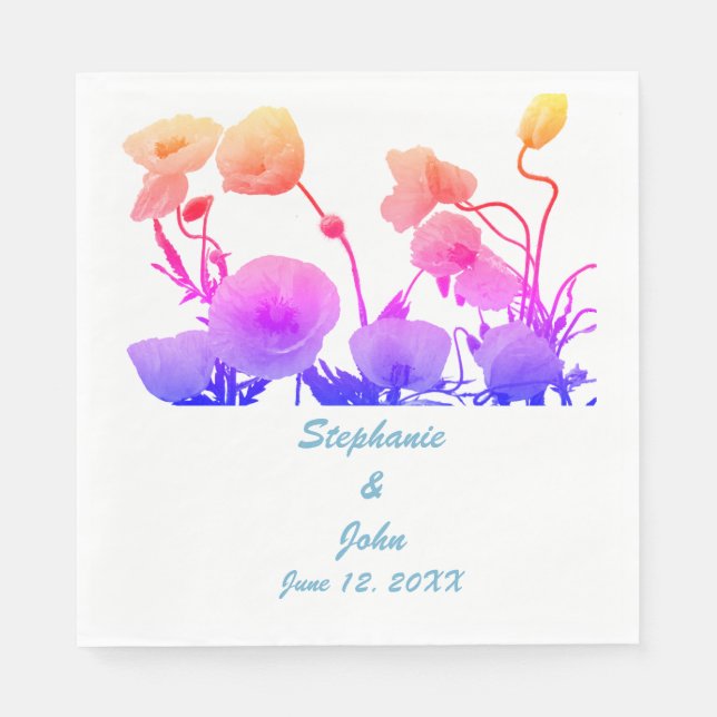 Guardanapo De Papel Flores para casamentos de Aquarela Floral Bonito (Frente)