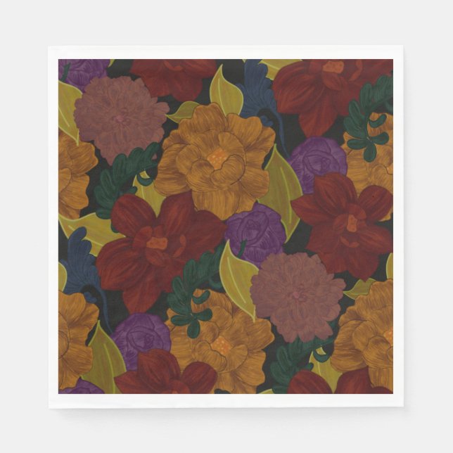 Guardanapo De Papel Flores Pintadas Com Óleo (Frente)