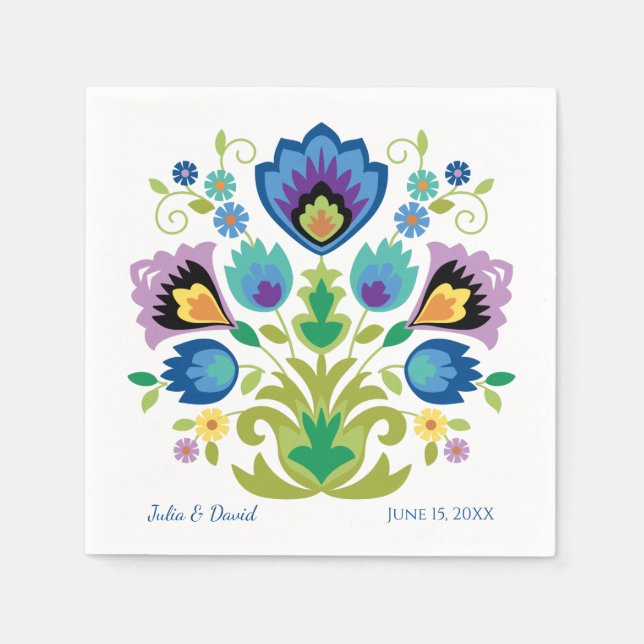 Guardanapo De Papel Flores Poloneses Lavanda Azul (Frente)