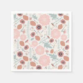Guardanapo De Papel Flores Rosa Azul Botânico