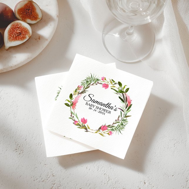 Guardanapo De Papel Flores Rosa Boho Floral Chá de fraldas (Criador carregado)