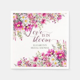 Guardanapo De Papel Flores Rosa Brilhante em Aquarela O Amor Está em F