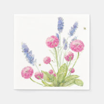 Flores rosa e Lavanda Coquetel Napkins