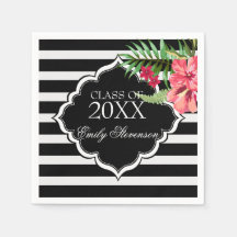 Flores Rosa E Stripes Pretas - Graduações