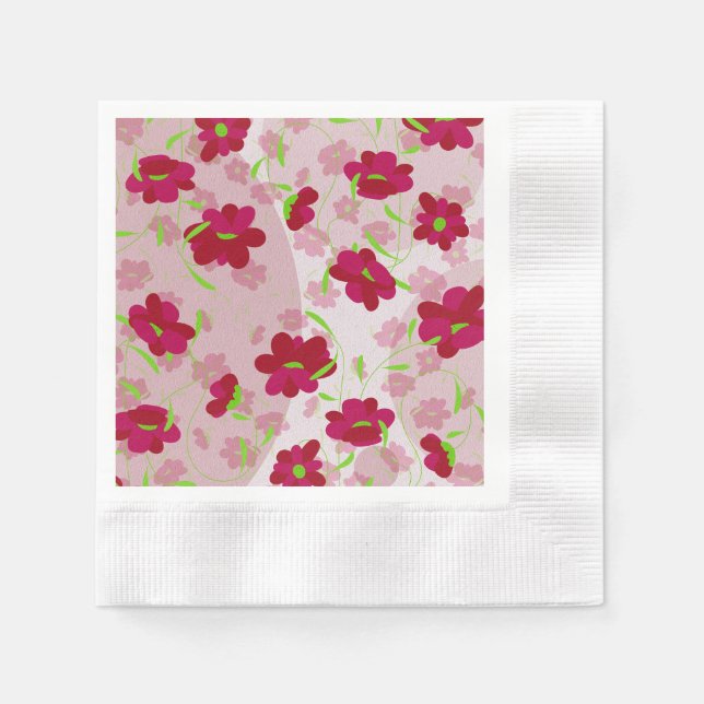 Guardanapo De Papel Flores rosa e vermelha - Floral (Frente)