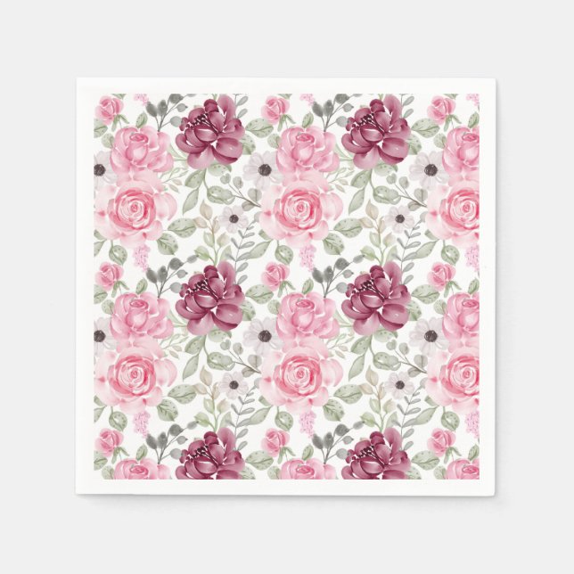 Guardanapo De Papel Flores Rosa Napkins (Frente)