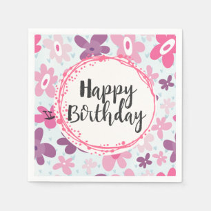 Guardanapo De Papel Flores Rosa - Padrão Branco Bonito Aniversário