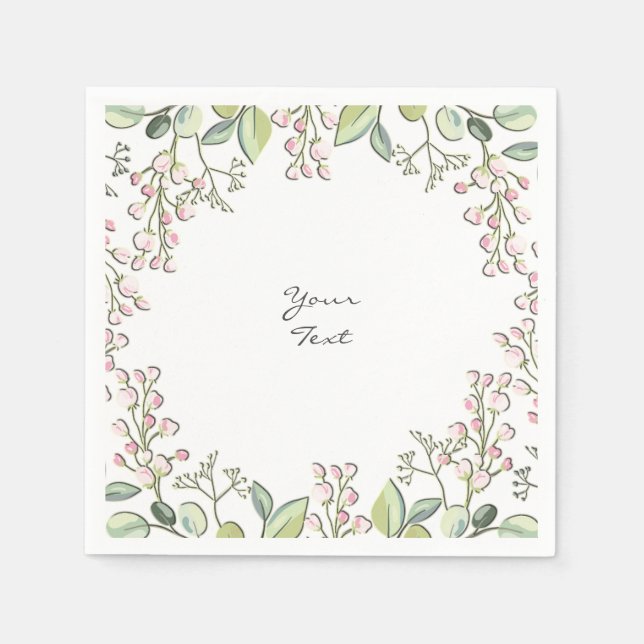 Guardanapo De Papel Flores Rosa Primavera verde Napkins (Frente)