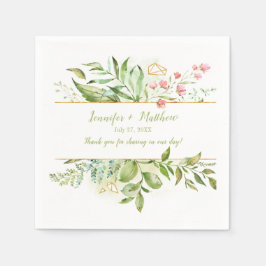 Guardanapo De Papel Flores Rosa-Rosa Douradas Recepção Geométrica