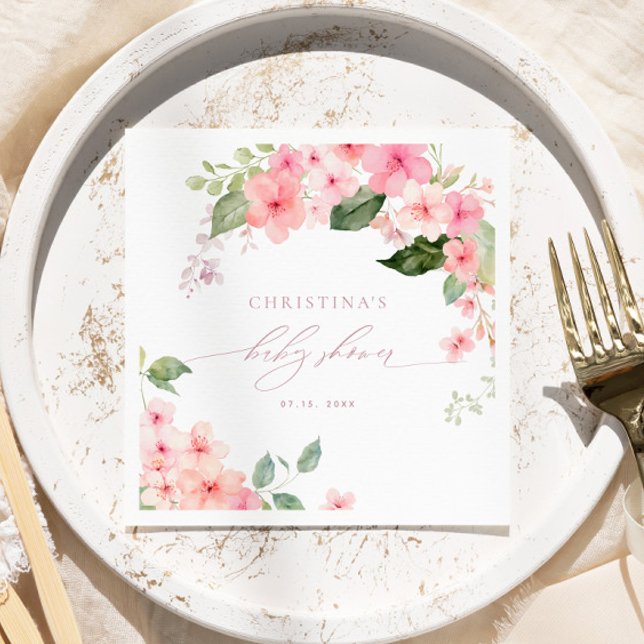 Guardanapo De Papel Flores Rosa-Sakura Chá de fraldas Napkins (Criador carregado)