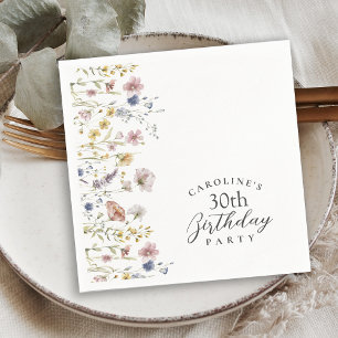 Guardanapo De Papel Flores Selvagens aniversário de 30 anos