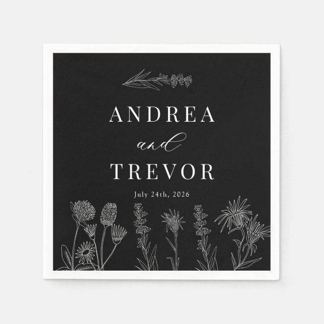 Guardanapo De Papel Flores Selvagens Brancas | Boho Chic Wedding (Frente)