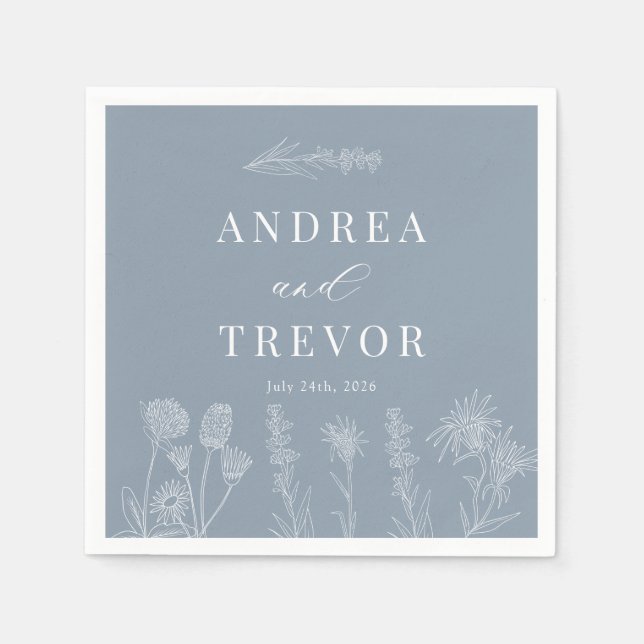 Guardanapo De Papel Flores Selvagens Brancas | Boho Chic Wedding (Frente)