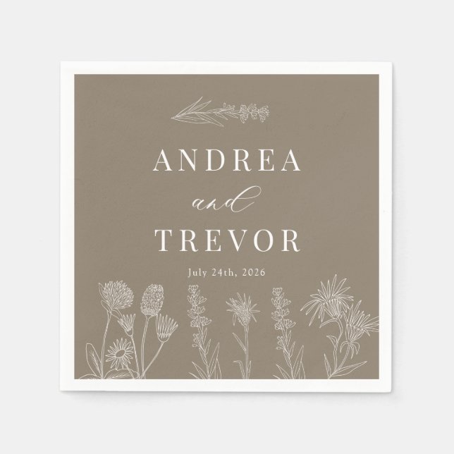 Guardanapo De Papel Flores Selvagens Brancas | Boho Chic Wedding (Frente)