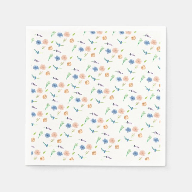 Guardanapo De Papel Flores Selvagens De Aquarelas Pintadas Pintadas Po (Frente)