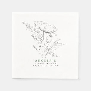Guardanapo De Papel Flores Selvagens Desenhadas à Mão Elegantes Guarda
