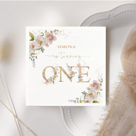 Guardanapo De Papel Flores selvagens no primeiro aniversário Selvagem 