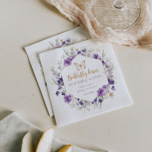 Guardanapo De Papel Flores selvagens roxo Borboleta beija chá de frald