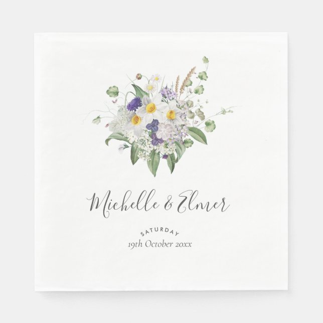 Guardanapo De Papel Flores Silvestres Campestres Posy Casamento (Frente)