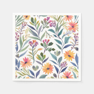 Guardanapo De Papel Flores Silvestres Coloridas | Aquarela Floral Boni