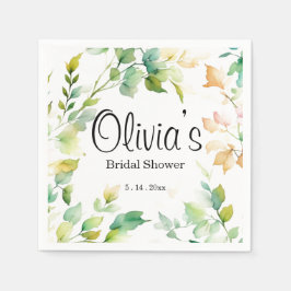 Guardanapo De Papel Flores silvestres de cor aquosa verde-elegante