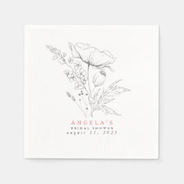 Guardanapo De Papel Flores Silvestres Desenhadas à Mão Elegantes Minim